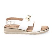 Witte Leren Sandalen Sangiorgio , White , Dames