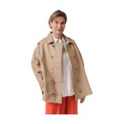 Bibi Sand Leren Trenchcoat Alter Ego , Beige , Dames