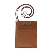 Stijlvolle Leren Portemonnee met Metalen Logo Jacquemus , Brown , Here...