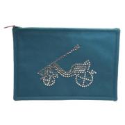 Pre-owned Cotton pouches Hermès Vintage , Blue , Dames