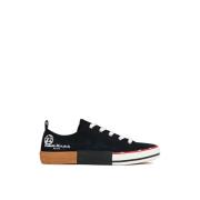 Logo Canvas Sneakers Zwart Rubber Maison Margiela , Black , Dames