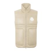 Beige Gewatteerd Mouwloos Gilet Moncler , Beige , Heren