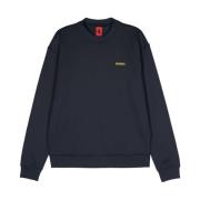 Blauwe Jersey Sweater met Logodetail Ferrari , Blue , Heren