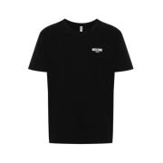Zwart Logo Katoenen T-shirt Moschino , Black , Heren