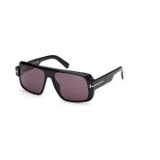 Glanzend Zwart Rook Zonnebril Tom Ford , Black , Unisex