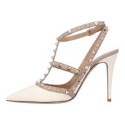 Leather heels Valentino , White , Dames