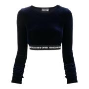 Stijlvolle Crop Top met Mouwen Versace Jeans Couture , Blue , Dames