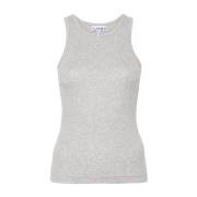 Grijze Mouwloze T-shirt van Stretchkatoen Ganni , Gray , Dames