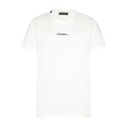 Witte Katoenen T-shirt met Voorlogo Dolce & Gabbana , White , Heren