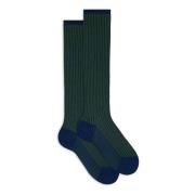 Italiaanse Katoenen Lange Sokken Blauw Twin-Rib Gallo , Multicolor , D...