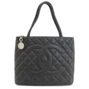 Pre-owned Leather totes Chanel Vintage , Black , Dames