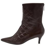 Pre-owned Leather boots Chanel Vintage , Brown , Dames