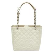 Pre-owned Leather totes Chanel Vintage , White , Dames