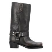 Zwarte Leren Roxy Laarzen - Aw23 Paris Texas , Black , Dames