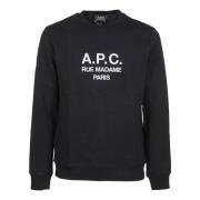 Zwarte Katoenen Sweatshirt met Logo A.p.c. , Black , Heren