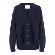 Cashmere Blend V-hals Vest Grijs Jil Sander , Blue , Dames