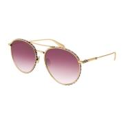 Zonnebril Am0179S-001 in Goud/Bordeaux Alexander McQueen , Yellow , Da...