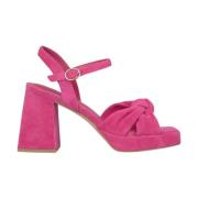 Sandaal met vierkante hak en knoopdetail Alma EN Pena , Pink , Dames