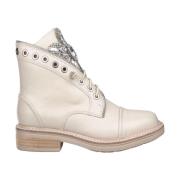 Studded Lace-Up Ankle Boot Alma EN Pena , White , Dames