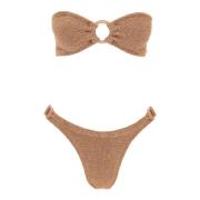 Smocked Bandeau Bikini Set Hunza G , Beige , Dames