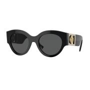 Stijlvolle Zwarte Zonnebril met Donkergrijs Versace , Black , Dames