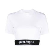 Logo Tape T-shirts en Polos Wit Palm Angels , White , Dames