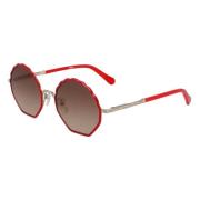 Rood/Goud Zonnebril met Bruine Gradiënt Lens Chloé , Red , Dames