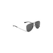 Metallic Aviator Zonnebril Ss24 Saint Laurent , Gray , Heren