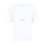 Wit Katoen Logo T-Shirt Saint Laurent , White , Dames