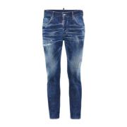 Distressed Skinny Jeans met Verfspatten Dsquared2 , Blue , Heren