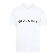 Wit Logo T-shirt Ronde Hals Korte Mouw Givenchy , White , Heren