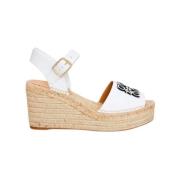 Anagram Leren Espadrilles Sleehak Platform Loewe , White , Dames