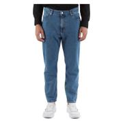 Dad Fit Cropped Jeans Vijf Zakken Calvin Klein Jeans , Blue , Heren