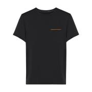 Zwart Casual T-shirt met Contrast Zakrand en Siliconen Logo RRD , Blac...