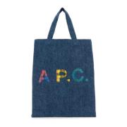 Stijlvolle Denim Mini Shopping Tas A.p.c. , Blue , Dames