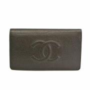 Pre-owned Leather wallets Chanel Vintage , Black , Dames