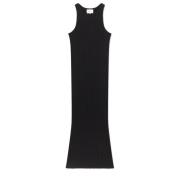 Zwarte Mouwloze Linnen Zijde Jurk Loulou Studio , Black , Dames