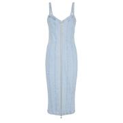 Denim Bodycon Jurk met Voorrits Rotate Birger Christensen , Blue , Dam...