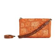 Gehaakte Ravina Tas met Leren Banden Ibeliv , Orange , Dames