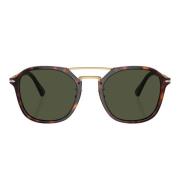 Vierkante Havana Zonnebril met Groene Lenzen Persol , Brown , Unisex