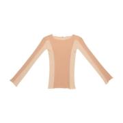 Biologisch Katoenen Longsleeve Tee - Rose Camel Baserange , Beige , Da...