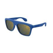 Blauw Frame Blauwe Lenzen Zonnebril Gucci , Blue , Heren