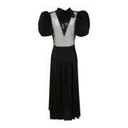 Elegante Midi Jurk met Pofmouwen Rotate Birger Christensen , Black , D...