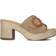 Beige Suède Slipper met Gesp Stefano Lauran , Beige , Dames