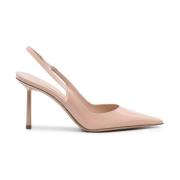 Patent Finish Pointed Toe Slingback Heels Le Silla , Beige , Dames