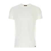 Stretch katoenen T-shirt Tom Ford , White , Heren