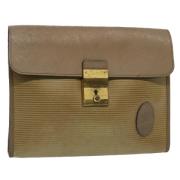 Pre-owned Leather clutches Yves Saint Laurent Vintage , Beige , Dames