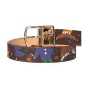 Omkeerbare Bruine Riem met Print Guidi , Brown , Dames