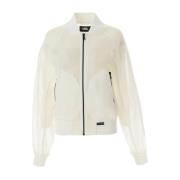 Witte Mesh Bomber Jas Karl Lagerfeld , White , Dames