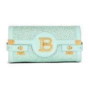 B-Buzz Pouch 23 in suède en strass Balmain , Blue , Dames